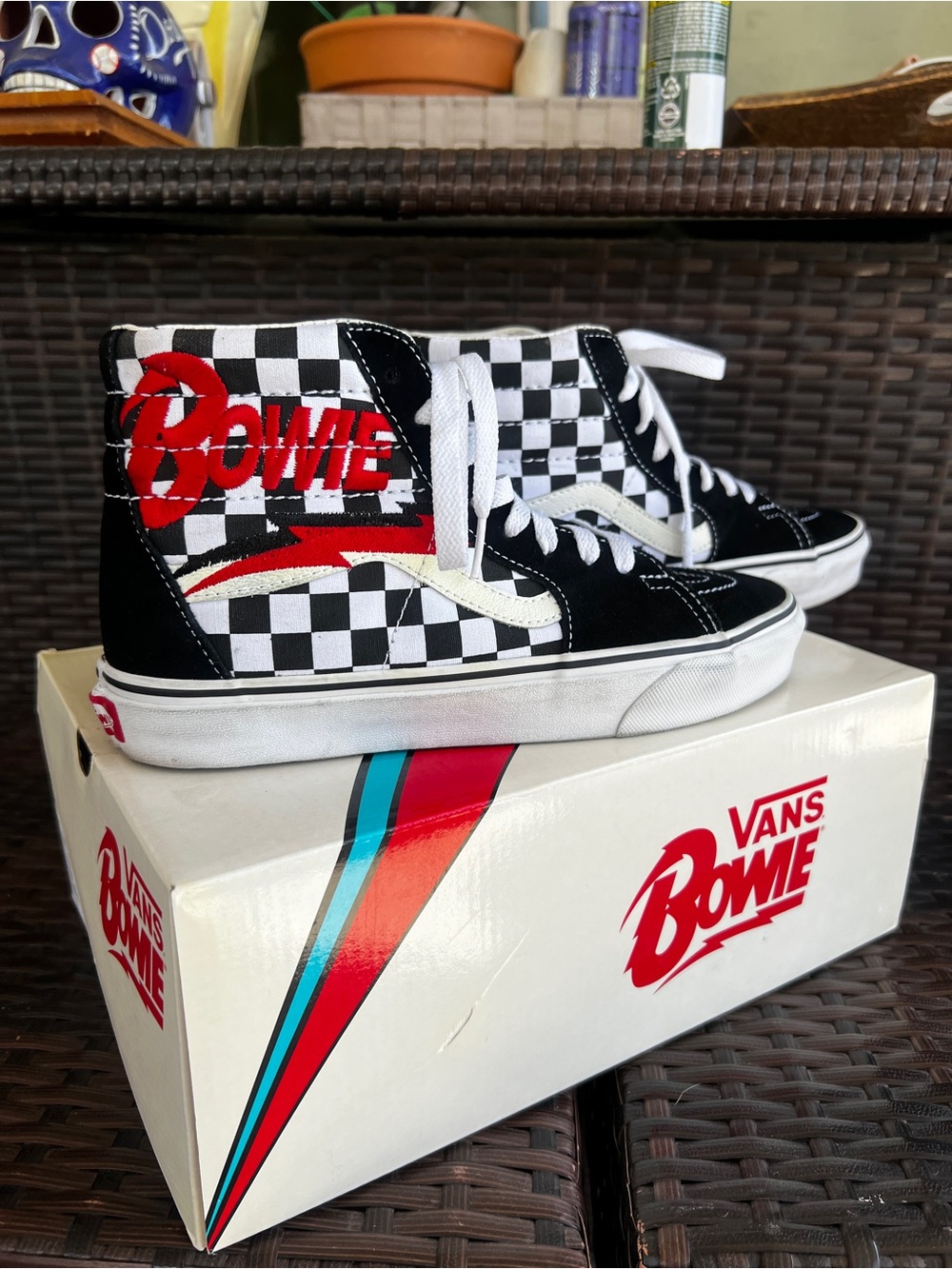 Vans Checkerboard Sk8-Hi Sneakers - Black, White & Red